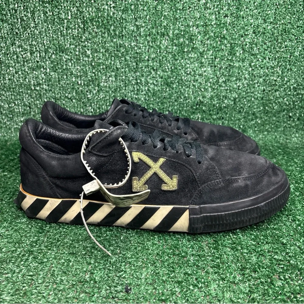 Off-White Virgil Abloh Low Vulcanized Suede Black/White Sneakers 45 / 12 Beaters